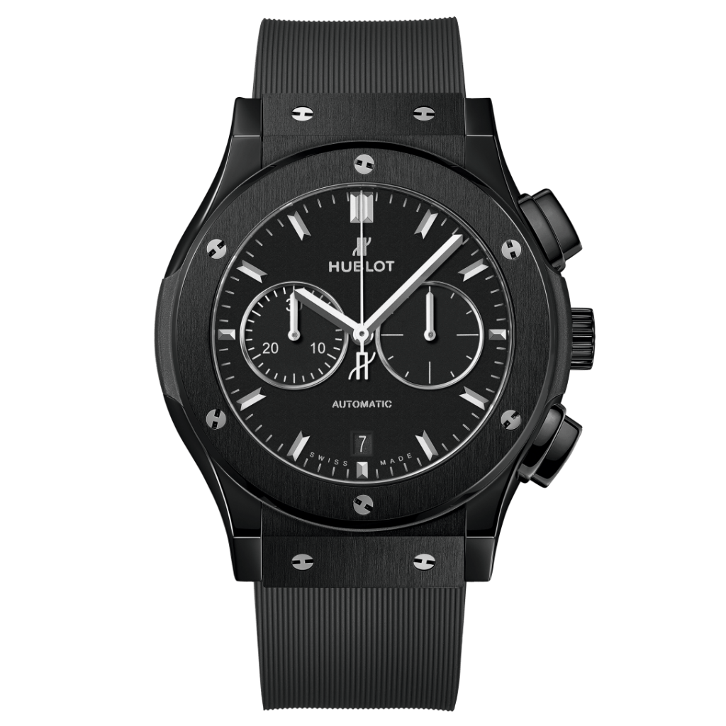 Hublot Classic Fusion Chronograph Black Magic 42 mm Black Dial Polished Black Ceramic Rubber Strap 541.CM.1171.RX - WATCHXNYC