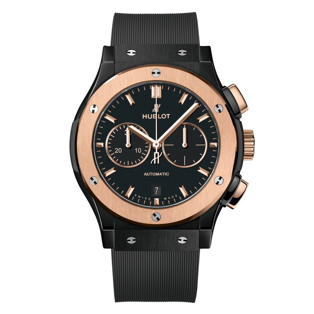 Hublot Classic Fusion Chronograph Ceramic King Gold 42 mm Black Dial Polished Black Ceramic Rubber Strap 541.CO.1181.RX - WATCHXNYC