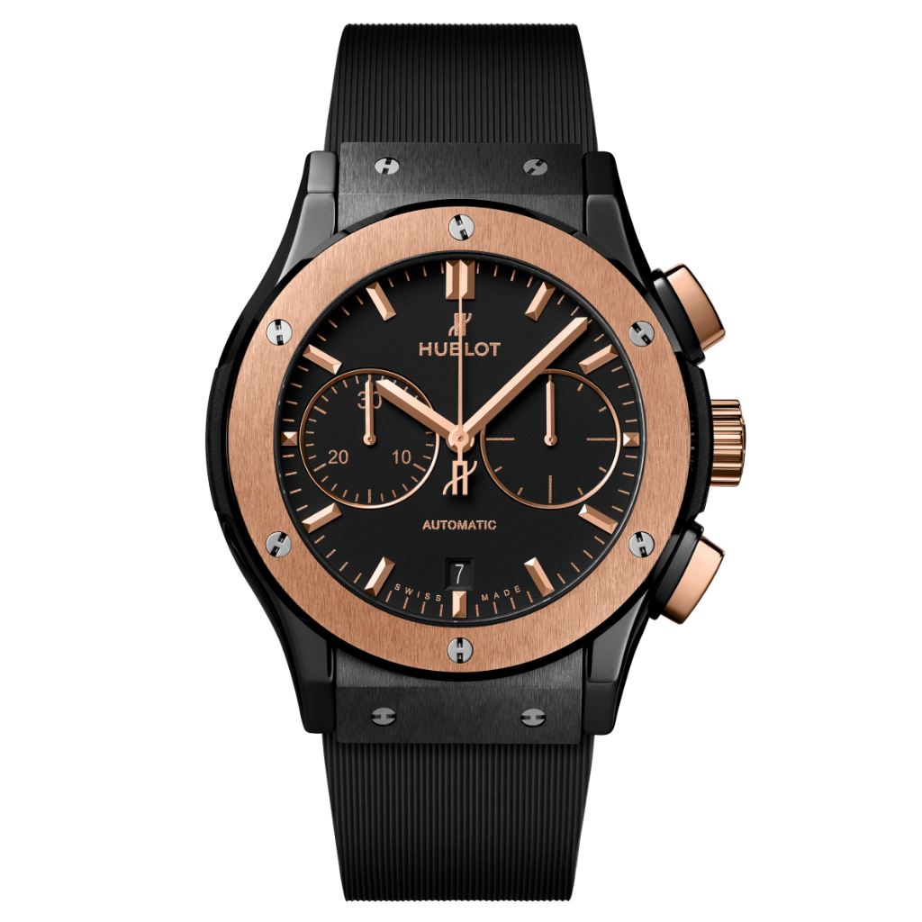 Hublot Classic Fusion Chronograph Ceramic King Gold 45 mm Black Dial Polished Black Ceramic Rubber Strap 521.CO.1181.RX - WATCHXNYC