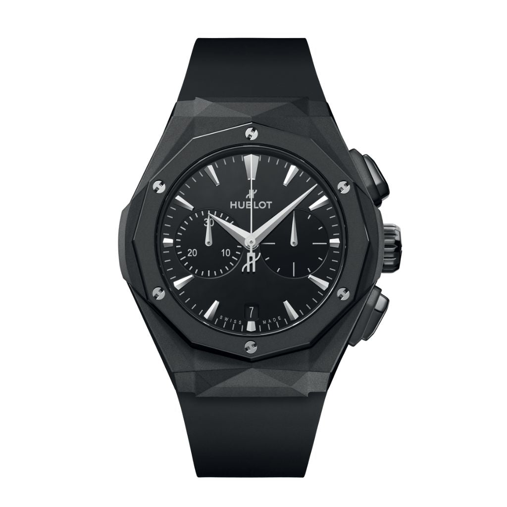 HUBLOT Classic Fusion Chronograph Orlinski Black Magic 41 mm Black Dial Microblasted and Polished Black Ceramic Rubber Strap 549.CI.1270.RX.ORL24 - WATCHXNYC