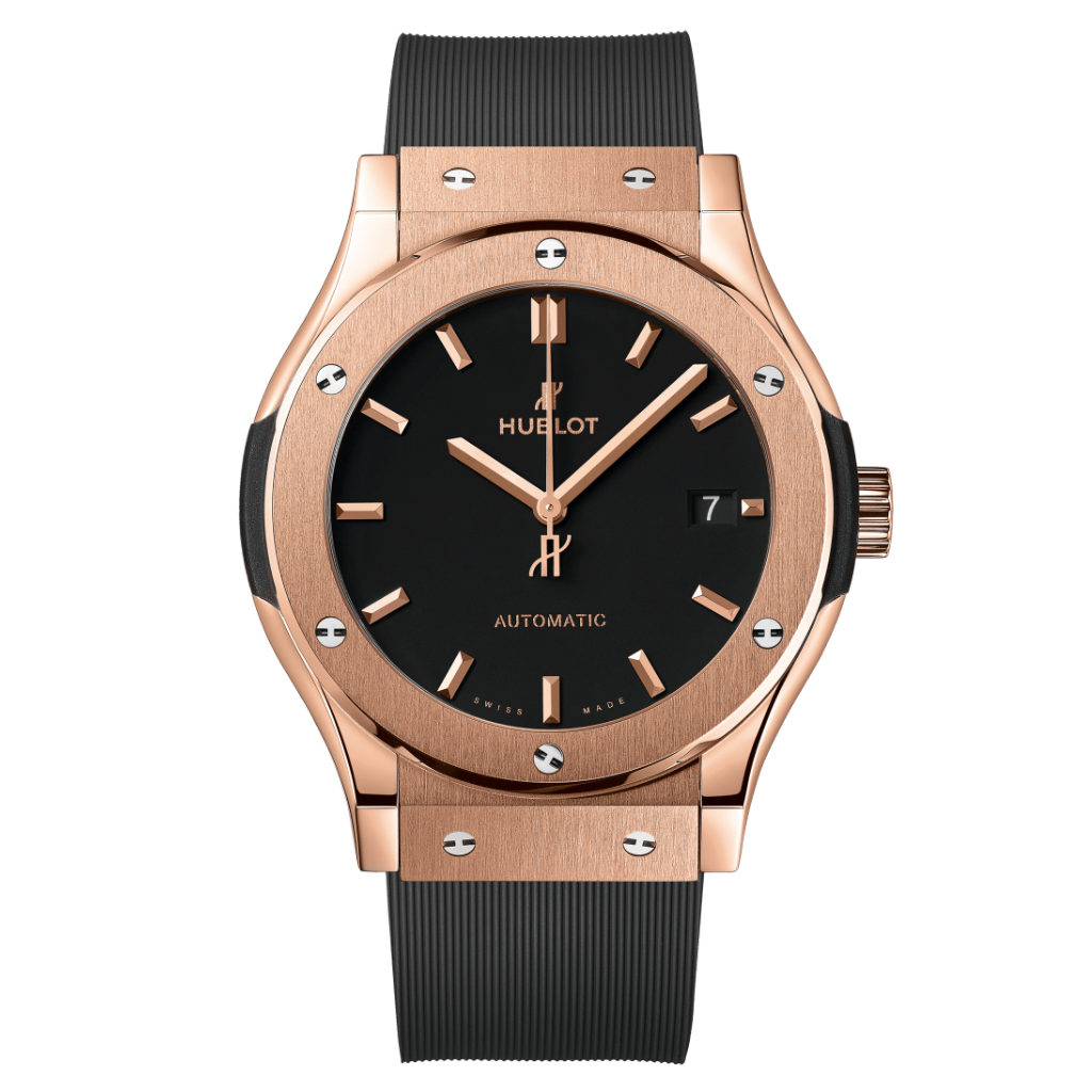 Hublot Classic Fusion King Gold 42 mm Black Dial Polished 18K King Gold Rubber Strap 542.OX.1181.RX - WATCHXNYC