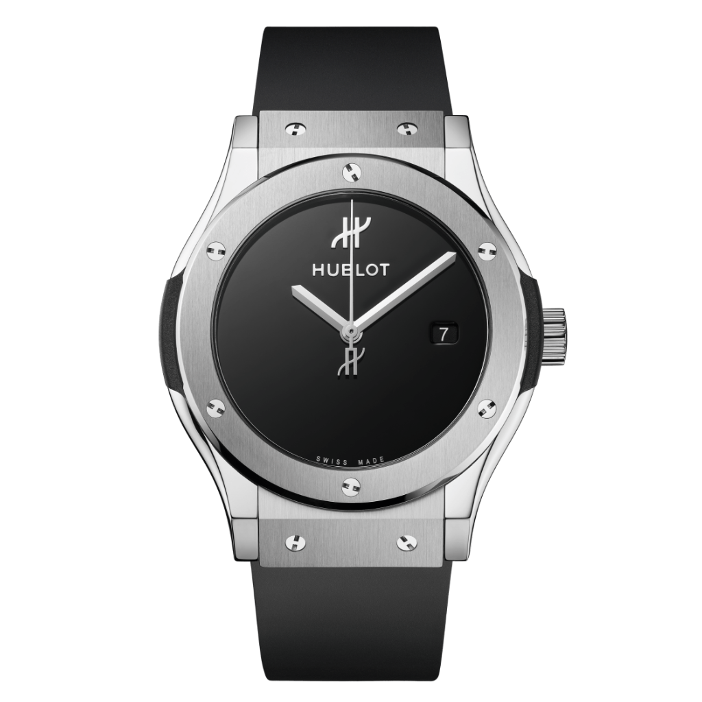 Hublot Classic Fusion Original Titanium 42 mm Black Dial Polished Titanium Rubber Strap 542.NX.1270.RX.MDM - WATCHXNYC