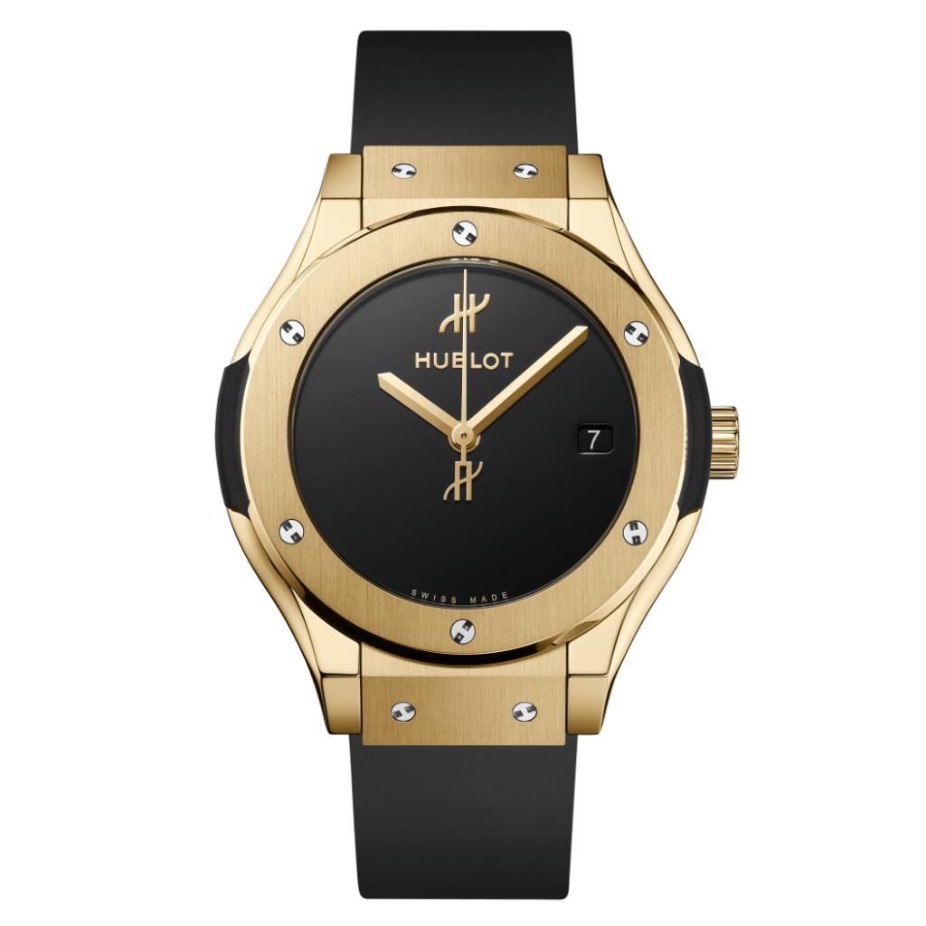 Hublot Classic Fusion Original Yellow Gold 38 mm Black Dial Polished 18K Yellow Gold Rubber Strap 565.VX.1230.RX.MDM - WATCHXNYC
