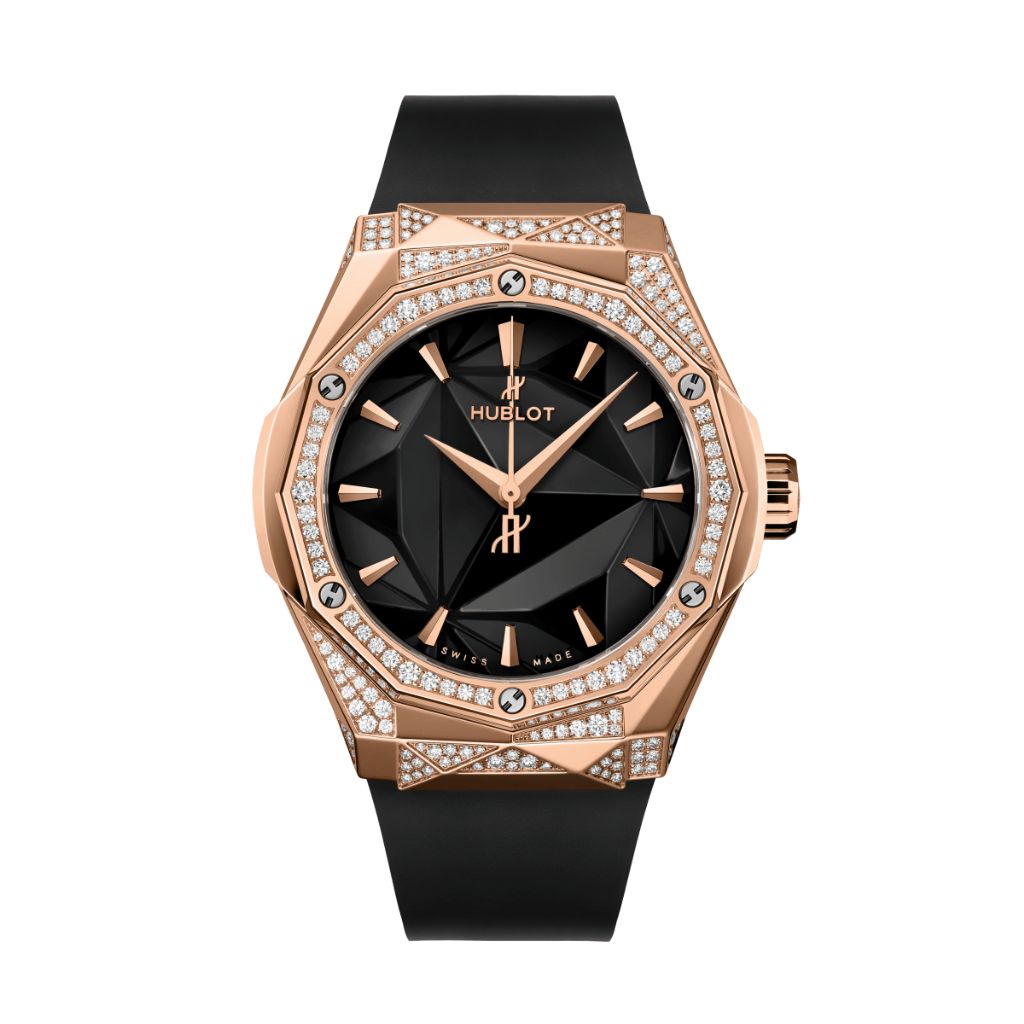 Hublot Classic Fusion Orlinski King Gold Alternative Pavé 40 mm Black Dial with Diamonds Polished 18K King Gold Rubber Strap 550.OS.1800.RX.1804.ORL19 - WATCHXNYC