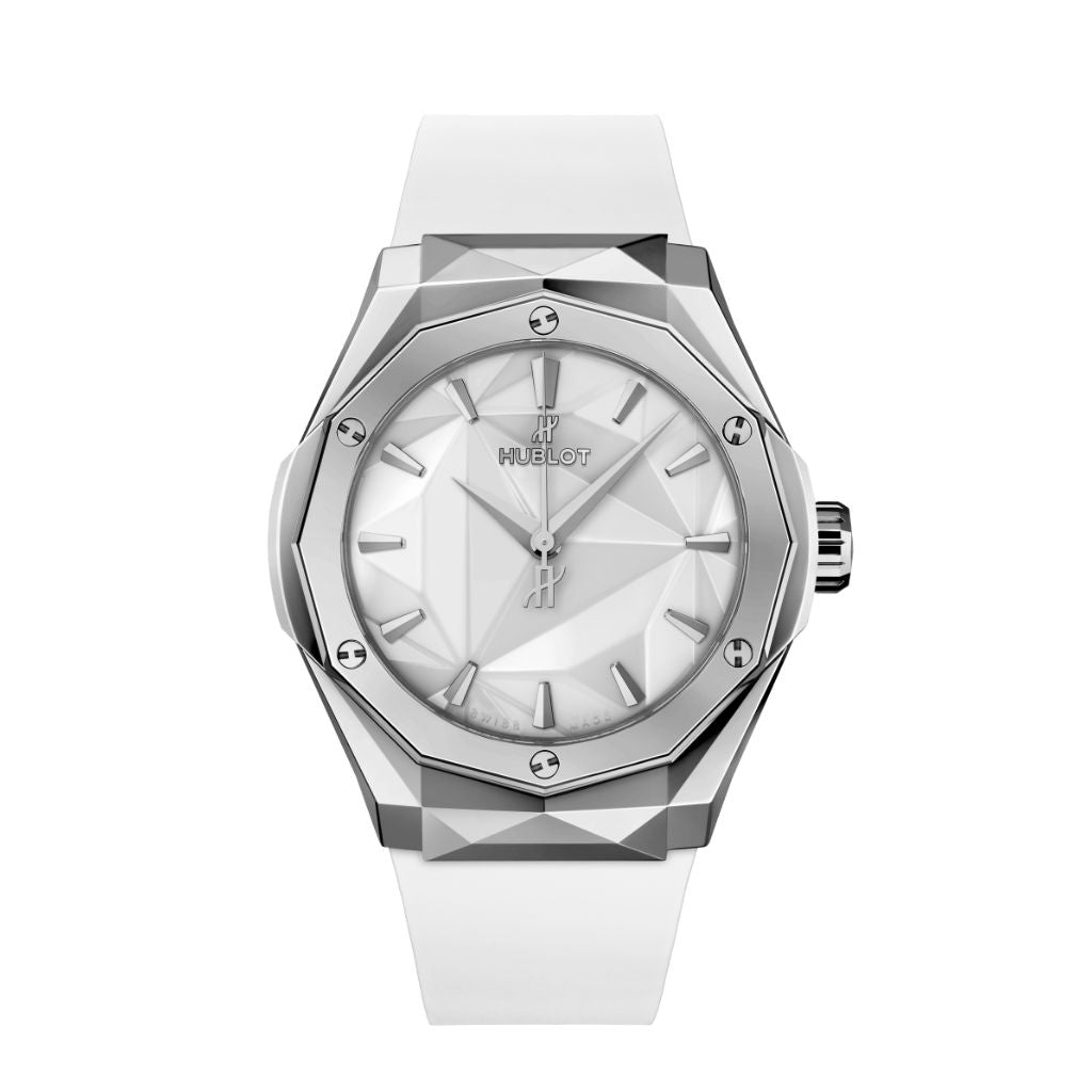 Hublot Classic Fusion Orlinski Titanium White 40 mm White Dial Polished Titanium Rubber Strap 550.NS.2200.RW.ORL20 - WATCHXNYC
