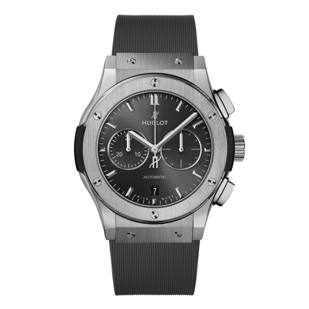 Hublot Classic Fusion Racing Grey Chronograph Titanium 42 mm Grey Dial Polished Titanium Rubber Strap 541.NX.7070.RX - WATCHXNYC