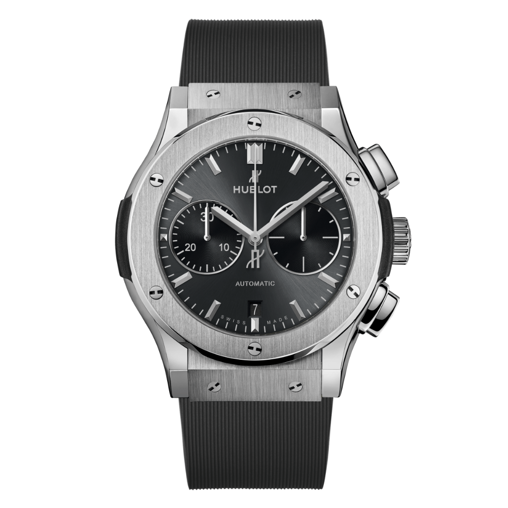 Hublot Classic Fusion Racing Grey Chronograph Titanium 45 mm Grey Dial Polished Titanium Rubber Strap 521.NX.7071.RX - WATCHXNYC