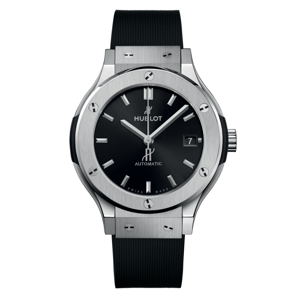 Hublot Classic Fusion Titanium 38 mm Black Dial Polished Titanium Rubber Strap 565.NX.1470.RX - WATCHXNYC