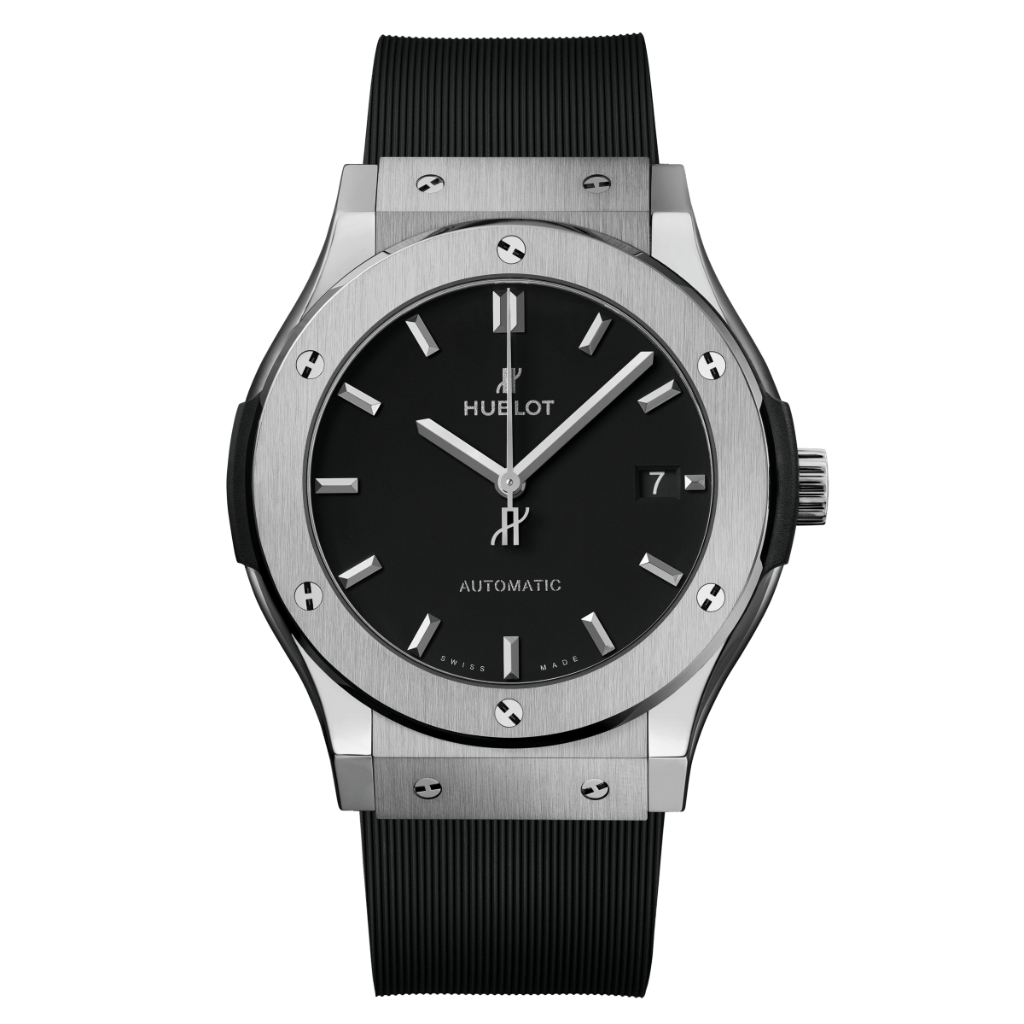 Hublot Classic Fusion Titanium 45 mm Black Dial Polished Titanium Rubber Strap 511.NX.1171.RX - WATCHXNYC