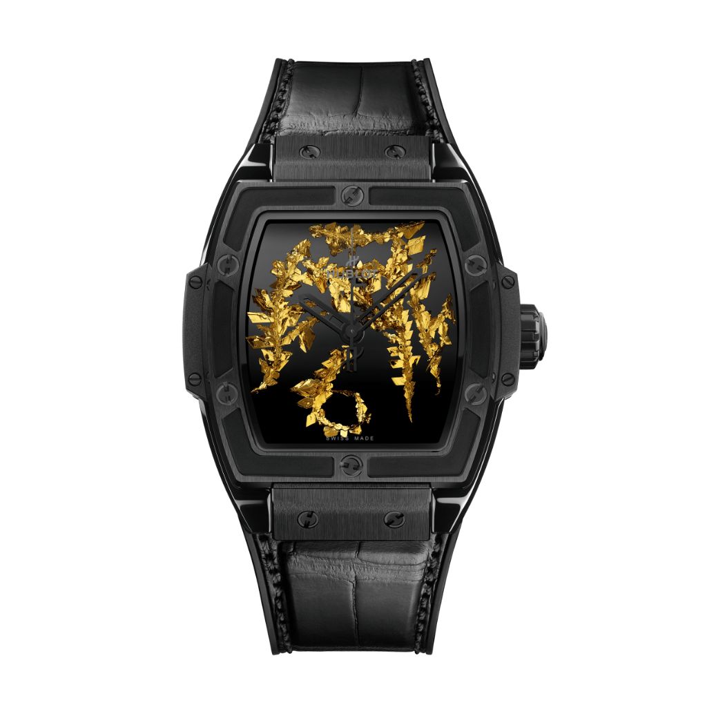 Hublot Spirit of Big Bang Gold Crystal 42 mm Black Dial Polished Black Ceramic   Leather Strap 643.CX.0660.LR - WATCHXNYC