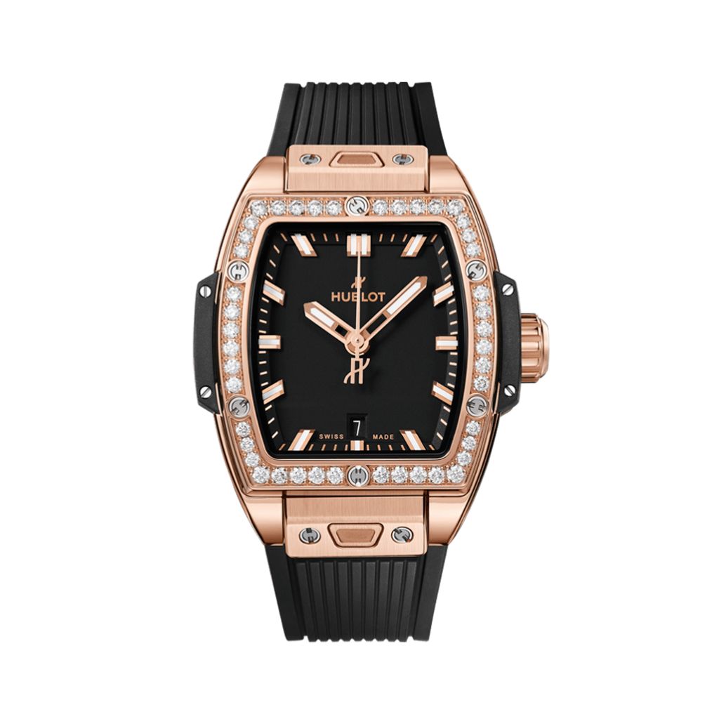 Hublot Spirit of Big Bang King Gold Diamonds 32 mm Black Dial with Diamonds Polished 18K King Gold Rubber Strap 682.OX.1180.RX.1204 - WATCHXNYC