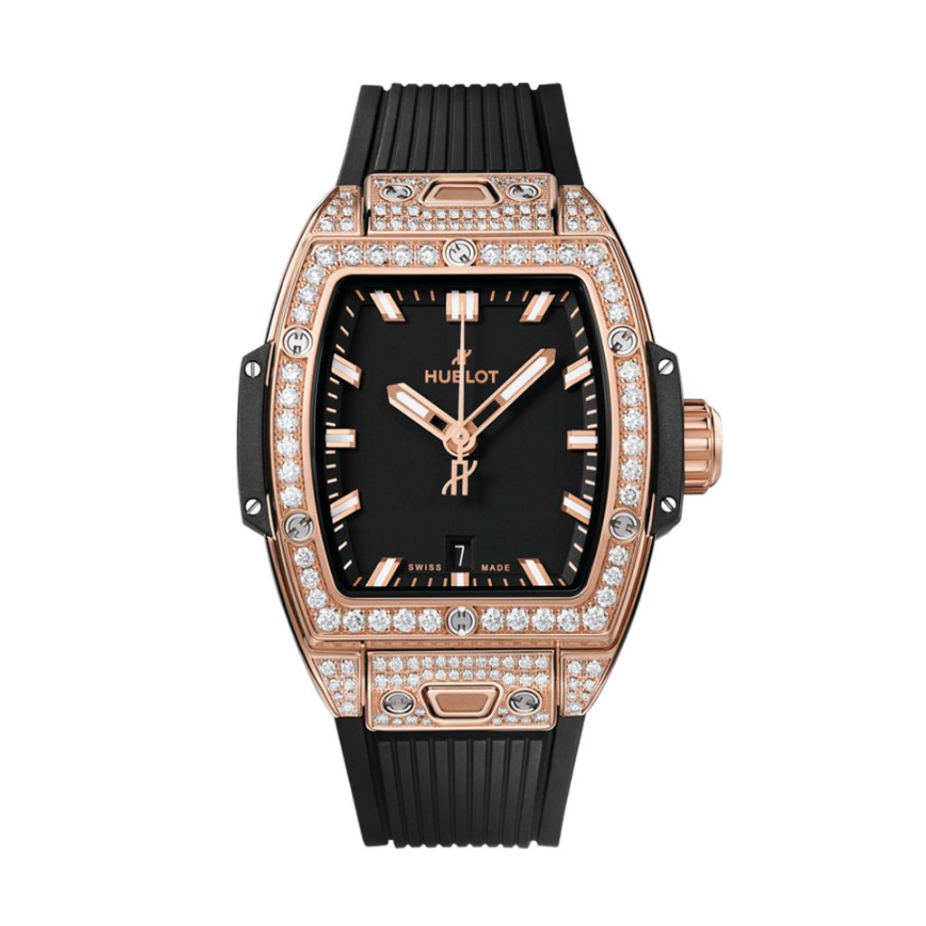 Hublot Spirit of Big Bang King Gold Pavé 32 mm Black Dial with Diamonds Polished 18K King Gold Rubber Strap 682.OX.1180.RX.1604 - WATCHXNYC