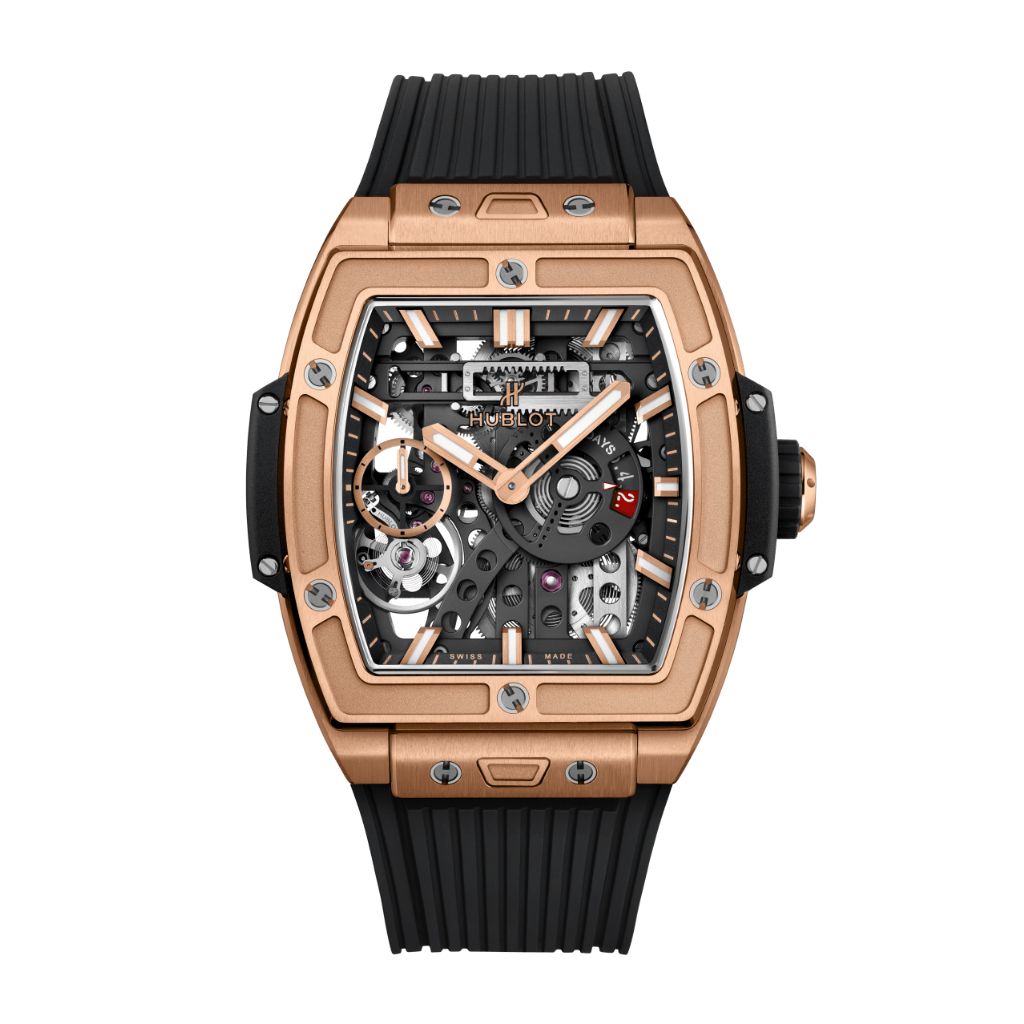 Hublot Spirit of Big Bang Meca-10 King Gold 45 mm Transparent Dial Polished 18K King Gold Rubber Strap 614.OX.1180.RX - WATCHXNYC