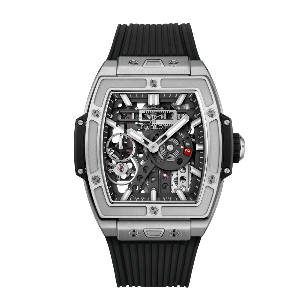 Hublot Spirit of Big Bang Meca-10 Titanium 45 mm Transparent Dial Polished Titanium Rubber Strap 614.NX.1170.RX - WATCHXNYC