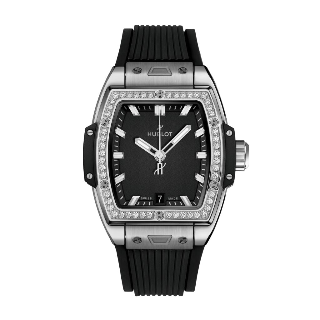 Hublot Spirit of Big Bang Titanium Diamonds 39 mm Black Dial with Diamonds Polished Titanium Rubber Strap 662.NX.1170.RX.1204 - WATCHXNYC
