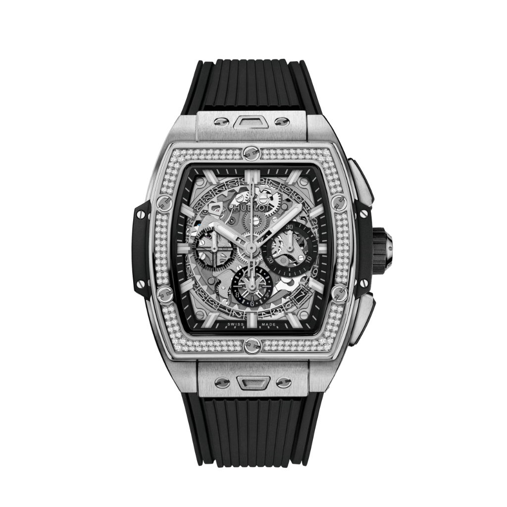Hublot Spirit of Big Bang Titanium Diamonds 42 mm Transparent Dial with Diamonds Polished Titanium Rubber Strap 642.NX.0170.RX.1104 - WATCHXNYC