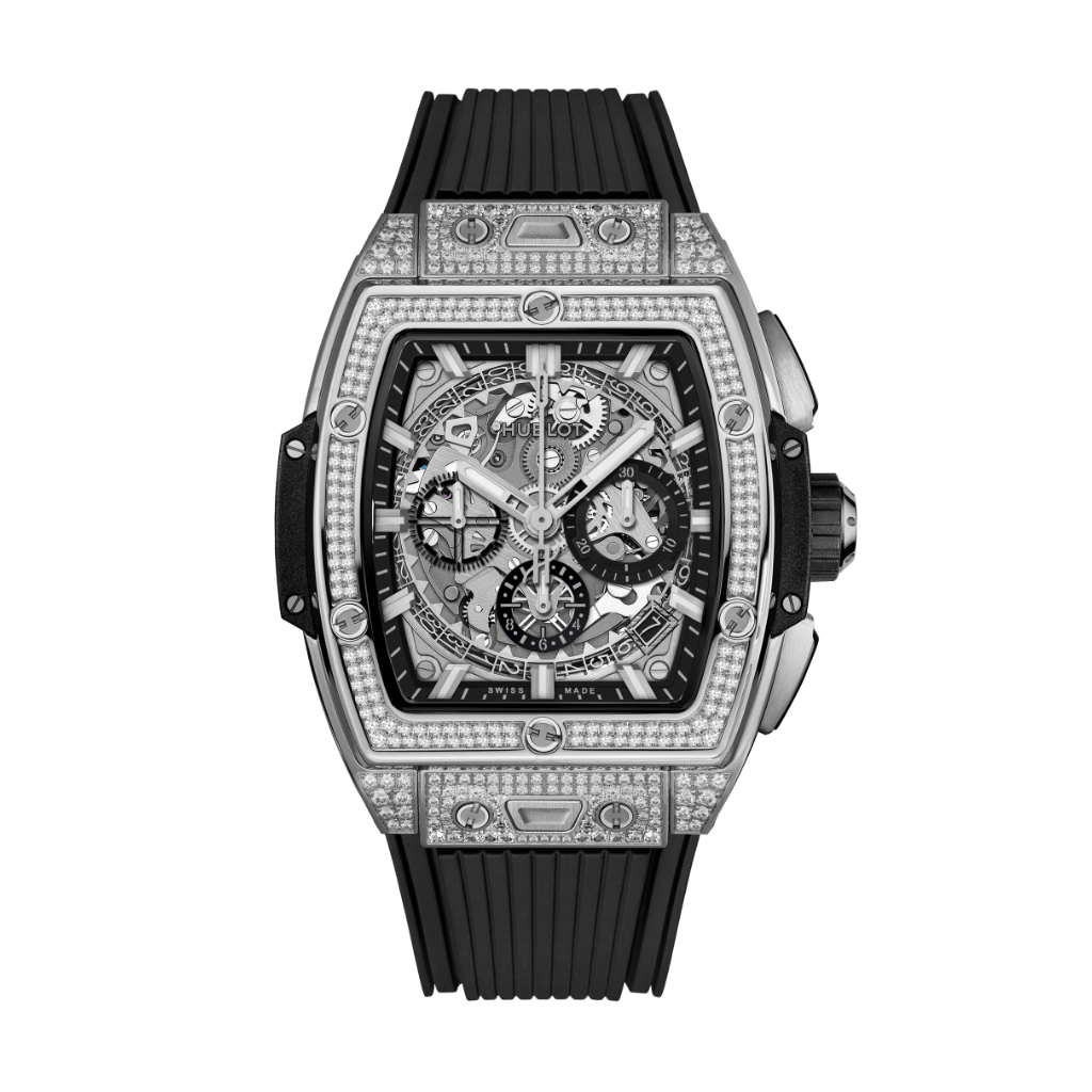 Hublot Spirit of Big Bang Titanium Pavé 42 mm Transparent Dial with Diamonds Polished Titanium Rubber Strap 642.NX.0170.RX.1704 - WATCHXNYC