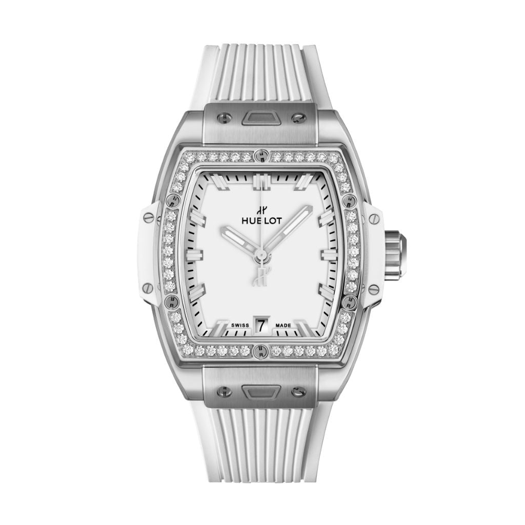 Hublot Spirit of Big Bang Titanium White Diamonds 39 mm White Dial with Diamonds Polished Titanium Rubber Strap 662.NE.2010.RW.1204 - WATCHXNYC