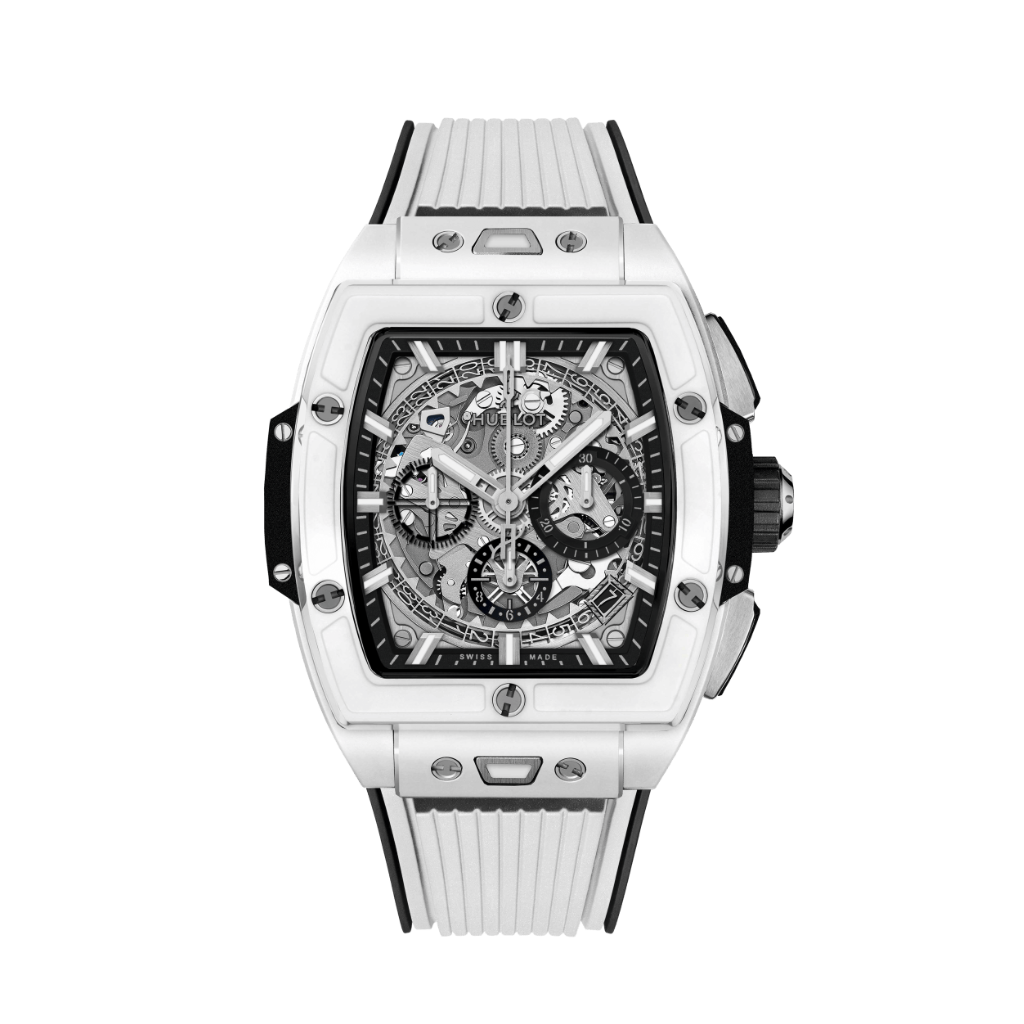 Hublot Spirit of Big Bang White Ceramic 42 mm Transparent Dial Polished White Ceramic Rubber Strap 642.HX.0170.RX - WATCHXNYC