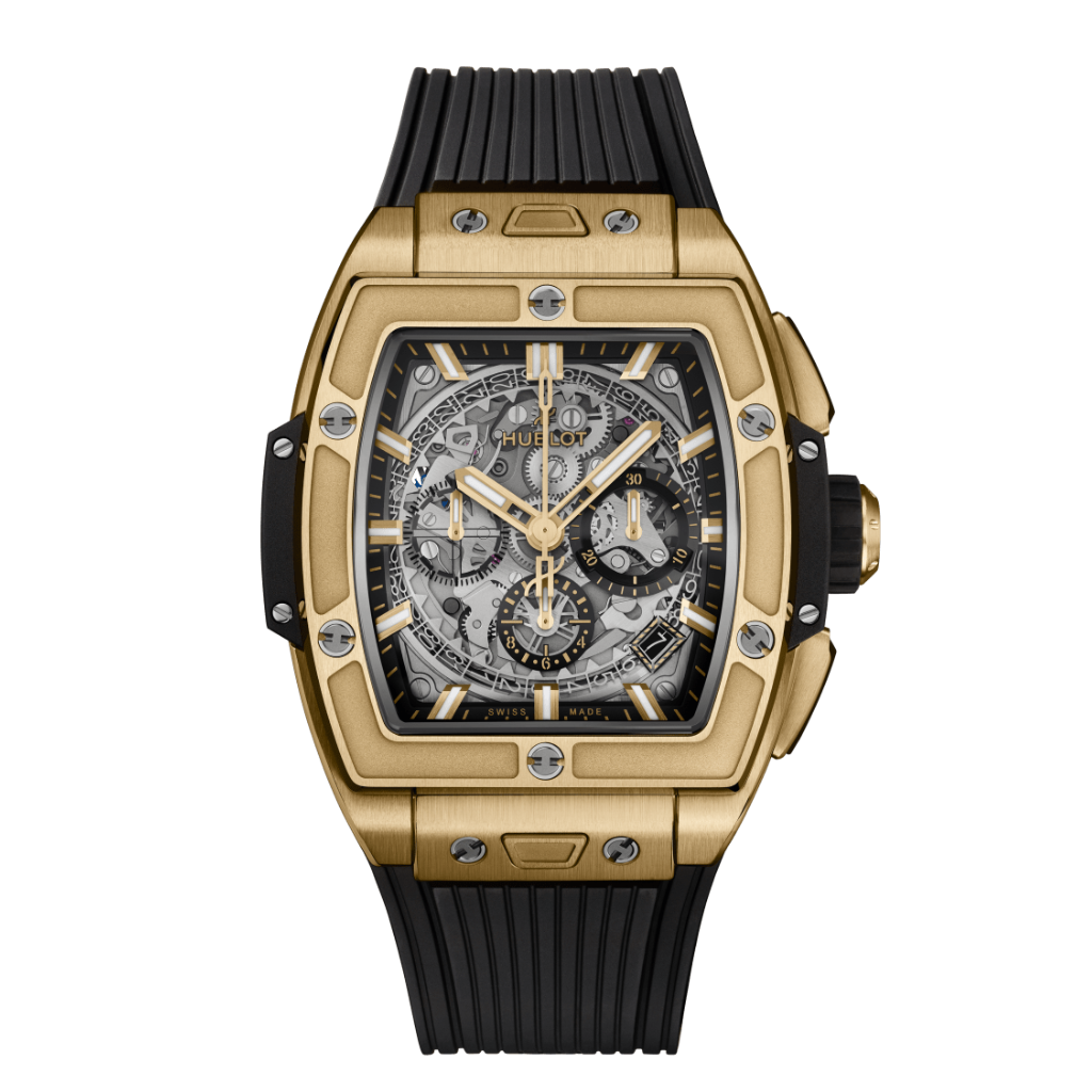 Hublot Spirit of Big Bang Yellow Gold 42 mm Transparent Dial Polished 18K Yellow Gold Rubber Strap 642.VX.0130.RX - WATCHXNYC