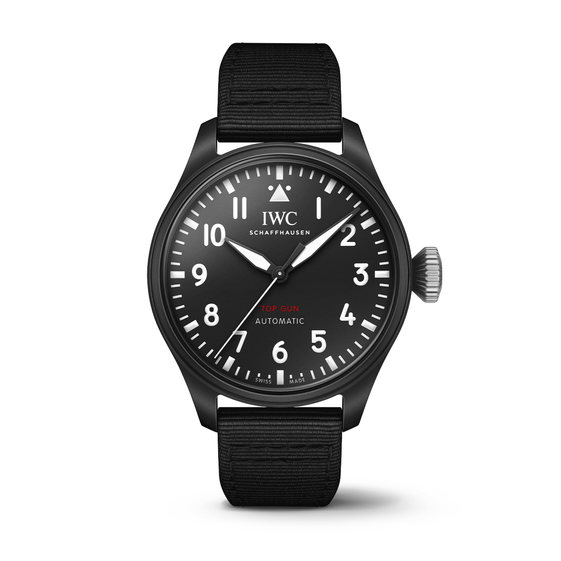 IWC Schaffhausen Big Pilot’s Watch 43 TOP GUN 43.8  mm Black Dial Ceramic   Black Textile Strap IW329801 - WATCHXNYC