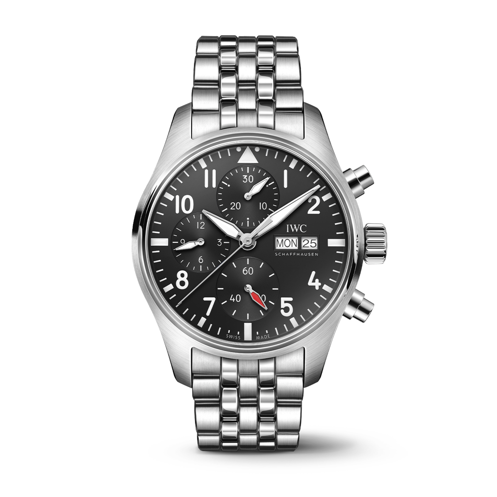 IWC Schaffhausen Pilot’s Watch Chronograph 41  mm Black Dial Stainless Steel Bracelet IW388113 - WATCHXNYC