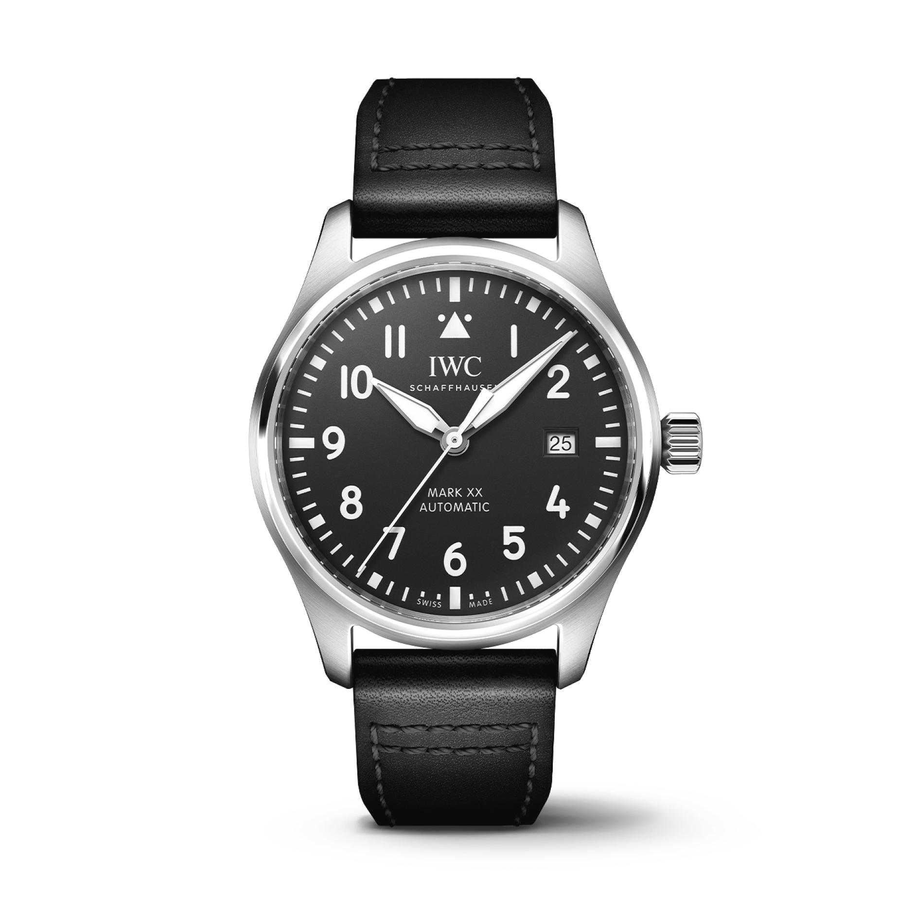 IWC Schaffhausen Pilot&#39;s Watch Mark XX 40 mm Black Dial Stainless Steel Black   Strap IW328201 - WATCHXNYC