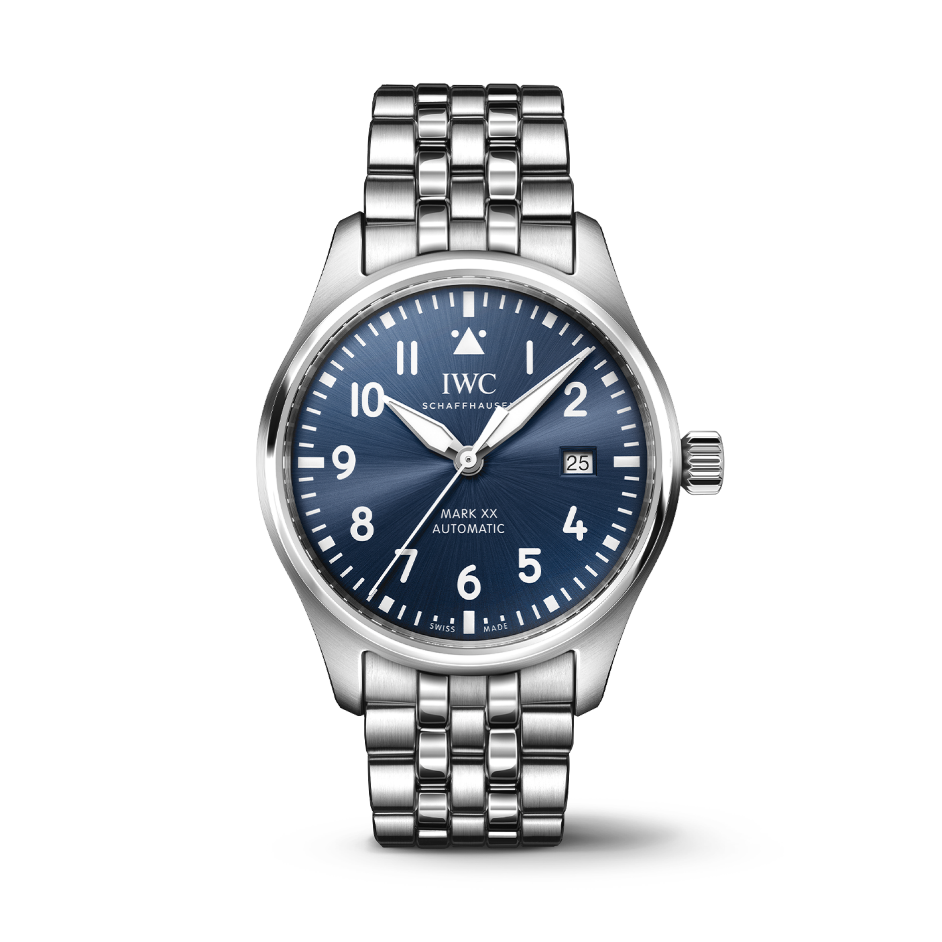 IWC Schaffhausen Pilot's Watch Mark XX 40 mm Blue  Dial Stainless Steel Bracelet IW328204 - WATCHXNYC
