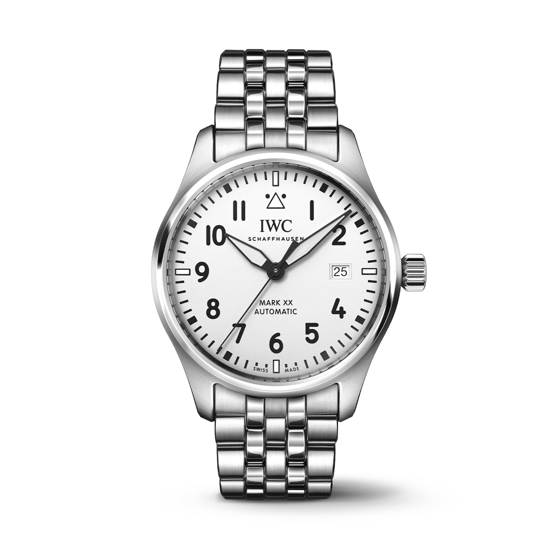 IWC Schaffhausen Pilot's Watch Mark XX 40 mm Silver  Dial Stainless Steel Bracelet IW328208 - WATCHXNYC