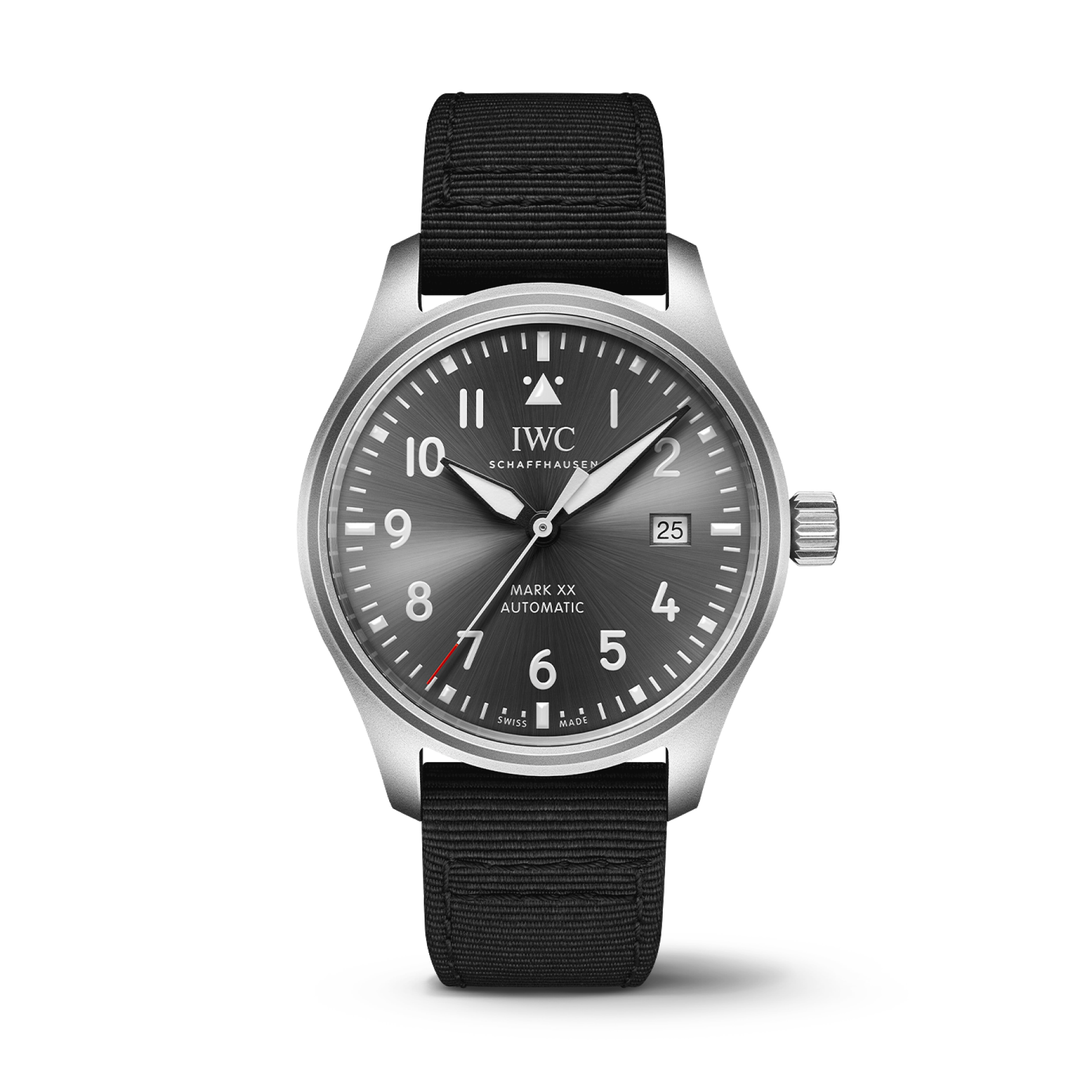 IWC Schaffhausen Pilot's Watch Mark XX Patrouille Suisse 40 mm Grey  Dial Titanium   Black Textile Strap IW328209 - WATCHXNYC