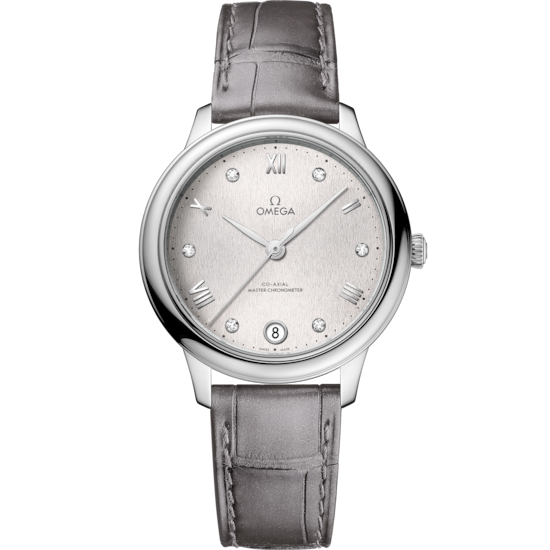 Omega De Ville Prestige 34 mm Silver Dial with Diamonds Stainless Steel Strap 434.13.34.20.52.001 - WATCHXNYC