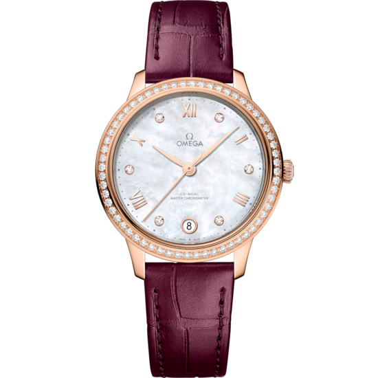 Omega De Ville Prestige 34 mm White Dial with Diamonds Sedna™ 18k Rose Gold Strap 434.58.34.20.55.001 - WATCHXNYC