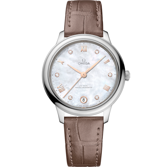 Omega De Ville Prestige 34 mm White Dial with Diamonds Stainless Steel Strap 434.13.34.20.55.001 - WATCHXNYC