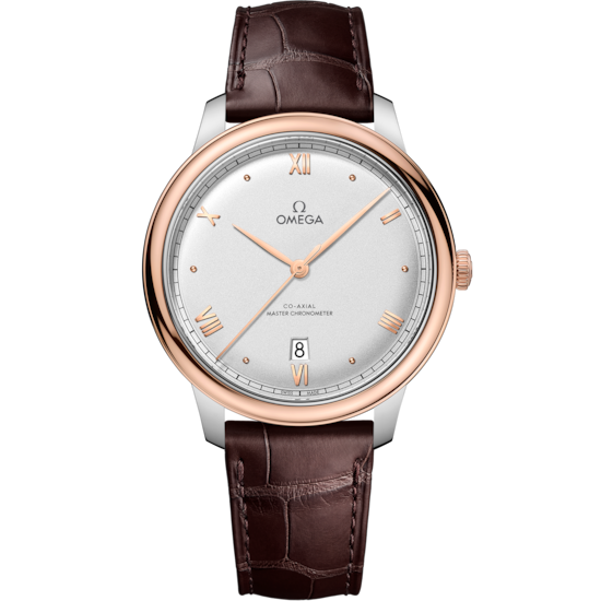 Omega De Ville Prestige 40 mm Silver Dial Stainless Steel and Sedna™ 18k Rose Gold Strap 434.23.40.20.02.001 - WATCHXNYC