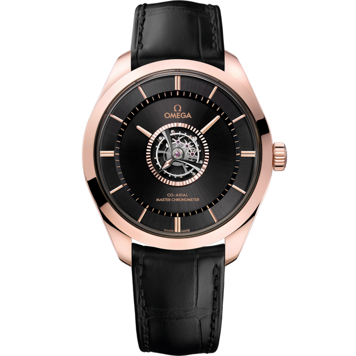Omega De Ville Tourbillon 43 mm Black Dial Sedna™ 18k Rose Gold and Canopus Gold™ Strap 529.53.43.22.01.001 - WATCHXNYC