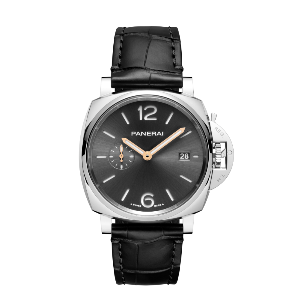 Panerai Luminor Due 42 mm Black Dial Polished Stainless Steel   Leather Strap PAM01250 - WATCHXNYC