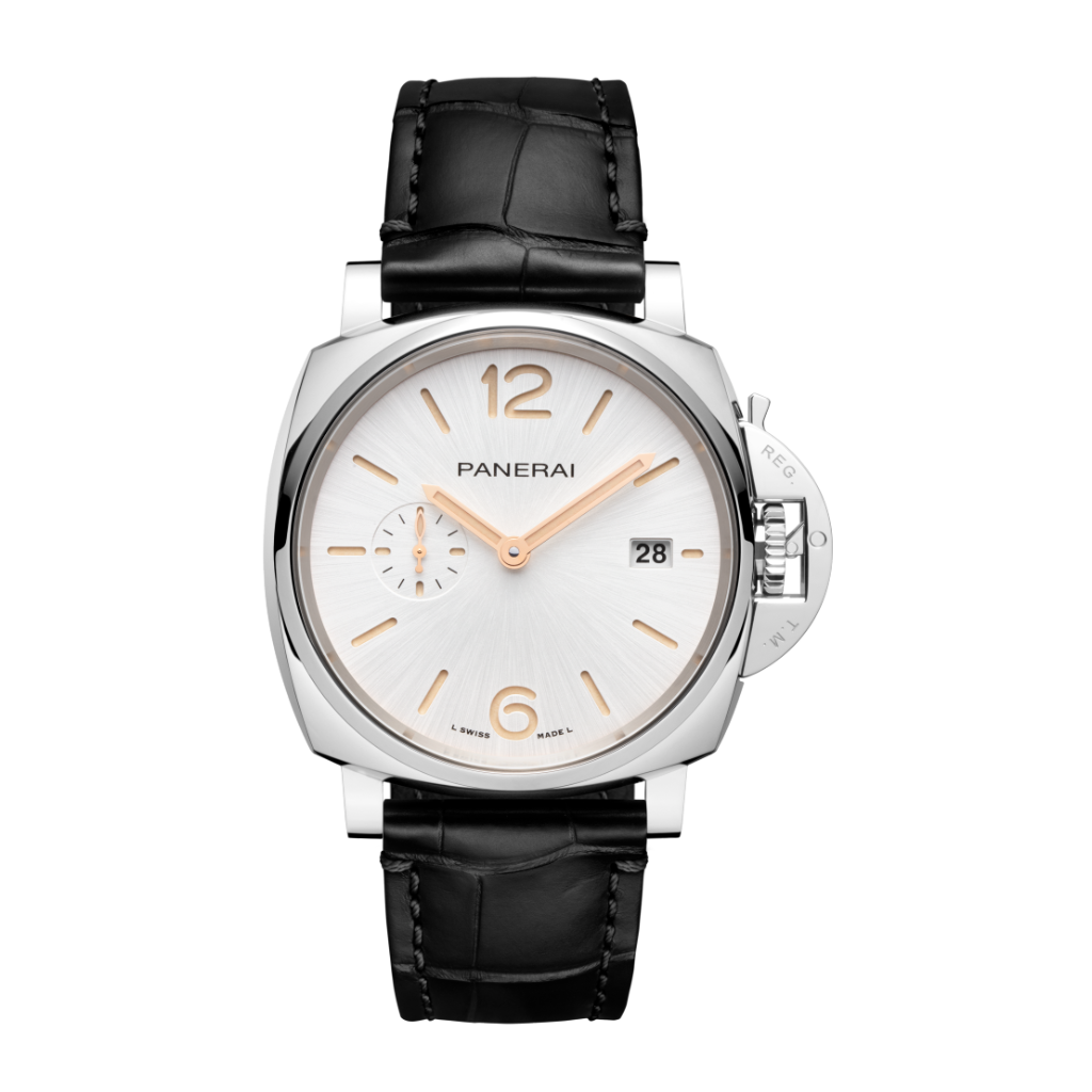 Panerai Luminor Due 42 mm White Dial Polished Stainless Steel   Leather Strap PAM01388 - WATCHXNYC