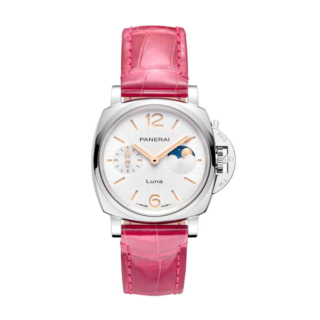 Panerai Luminor Due Luna 38mm White Dial Stainless Steel   Leather Strap PAM01180 - WATCHXNYC