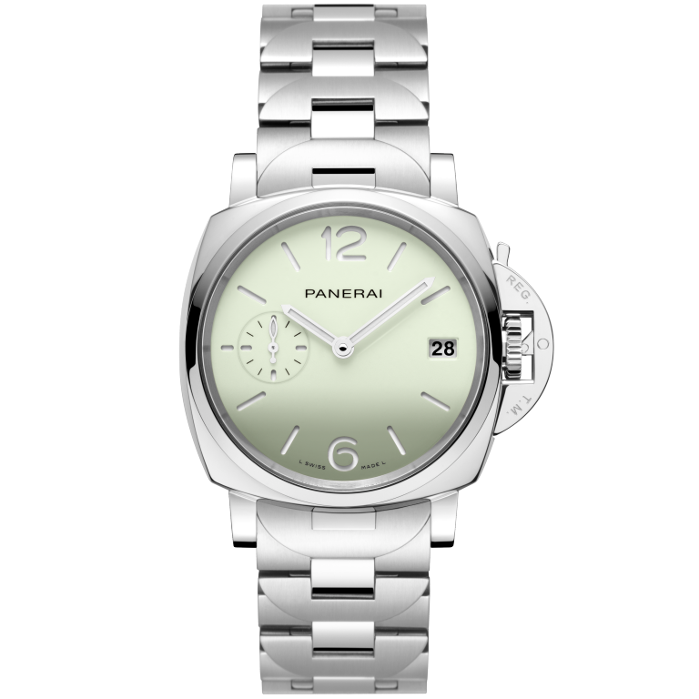 Panerai Luminor Due Pastello 38 mm Light Green Dial Polished Steel Polished And Brushed Steel Bracelet PAM01311 - WATCHXNYC