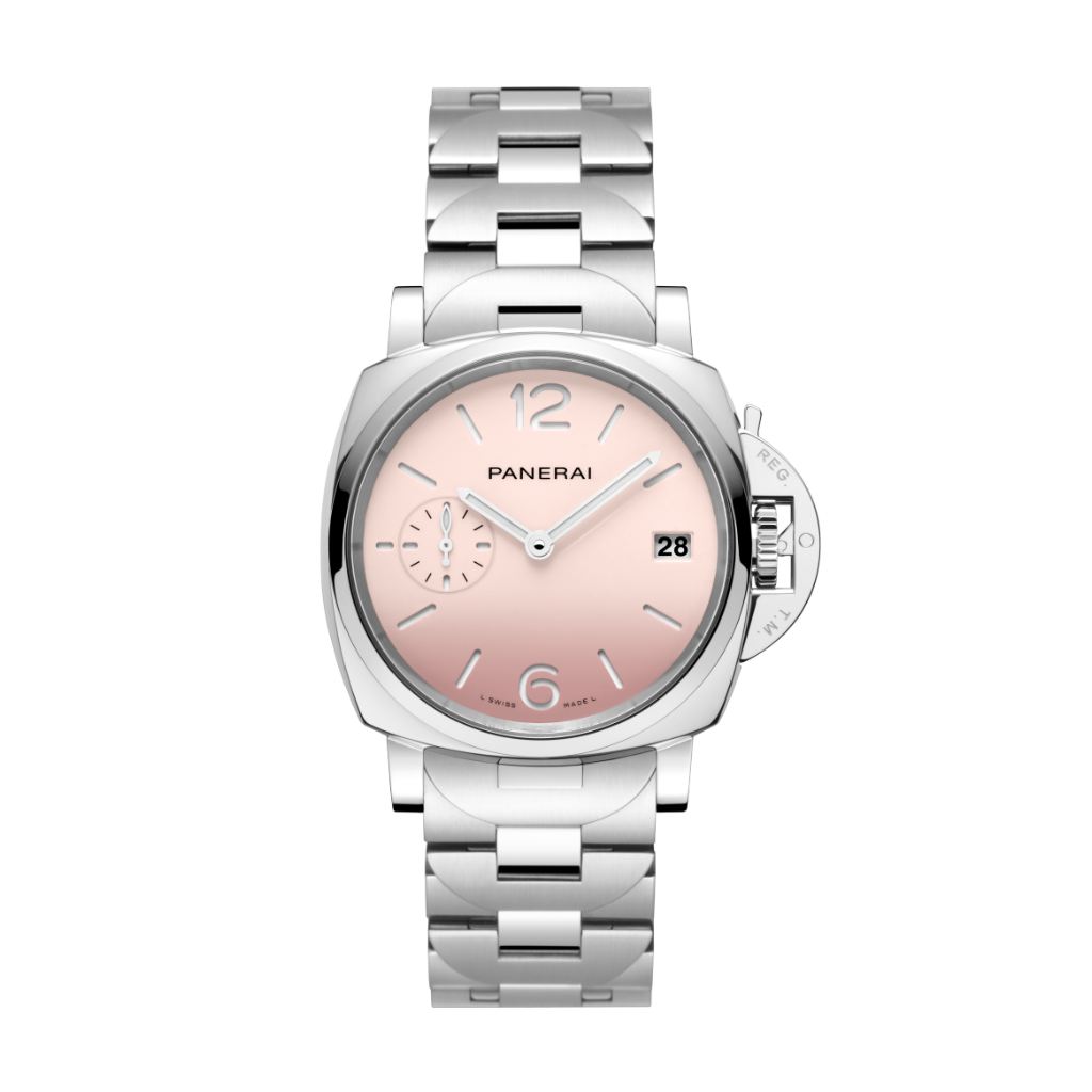 Panerai Luminor Due Pastello 38 mm Pink Dial Polished Stainless Steel Bracelet PAM01319 - WATCHXNYC