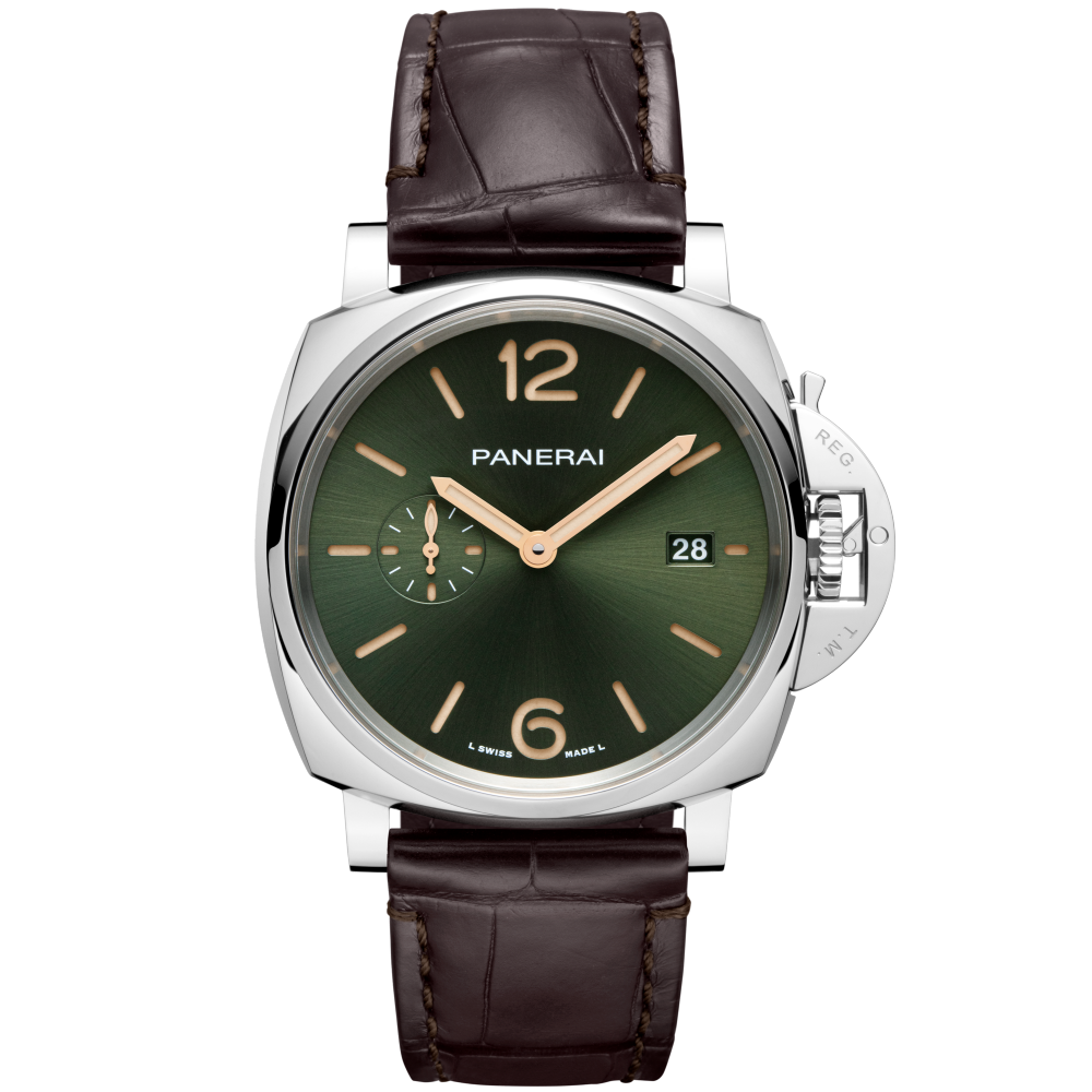 Panerai Luminor Due Platinumtech™ 42 mm Green Dial Polished Platinumtech™   Leather Strap PAM01329 - WATCHXNYC