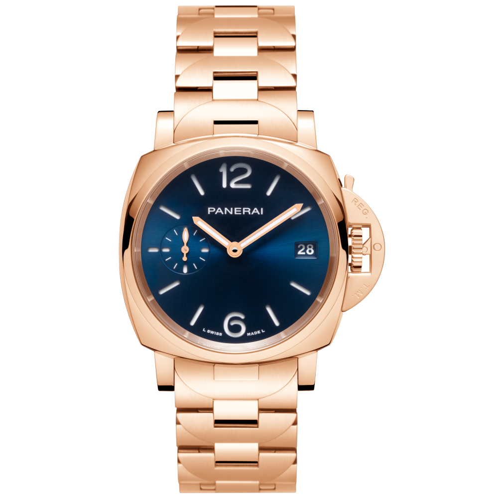 Panerai Luminor Due TuttoOro 38 mm Blue Dial Polished Goldtech™ Bracelet PAM01182 - WATCHXNYC