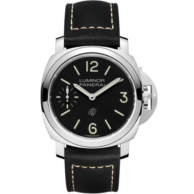 Panerai Luminor Logo 44 mm Black Dial Stainless Steel Black   Strap PAM01084 - WATCHXNYC