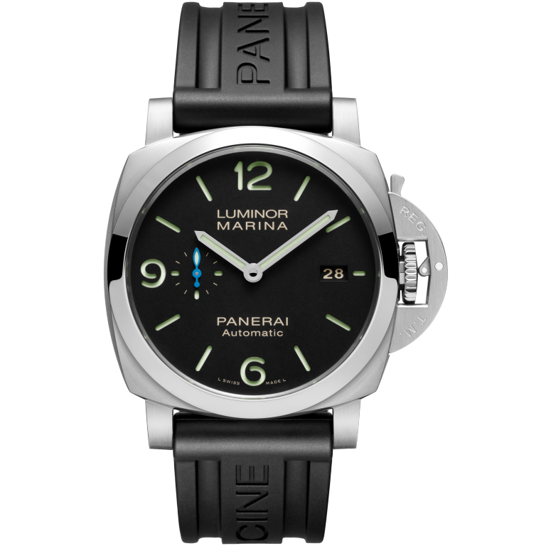 Panerai Luminor Marina 44 mm Black Dial Stainless Steel Black   Leather Strap PAM01312 - WATCHXNYC