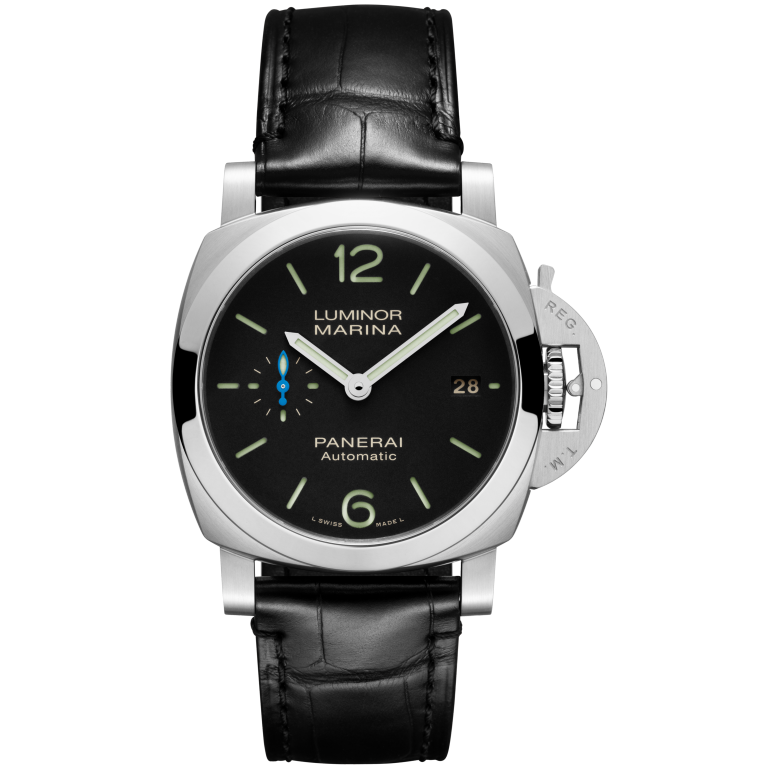Panerai Luminor Quaranta 40 mm Black Dial Stainless Steel Black   Leather Strap PAM01372 - WATCHXNYC
