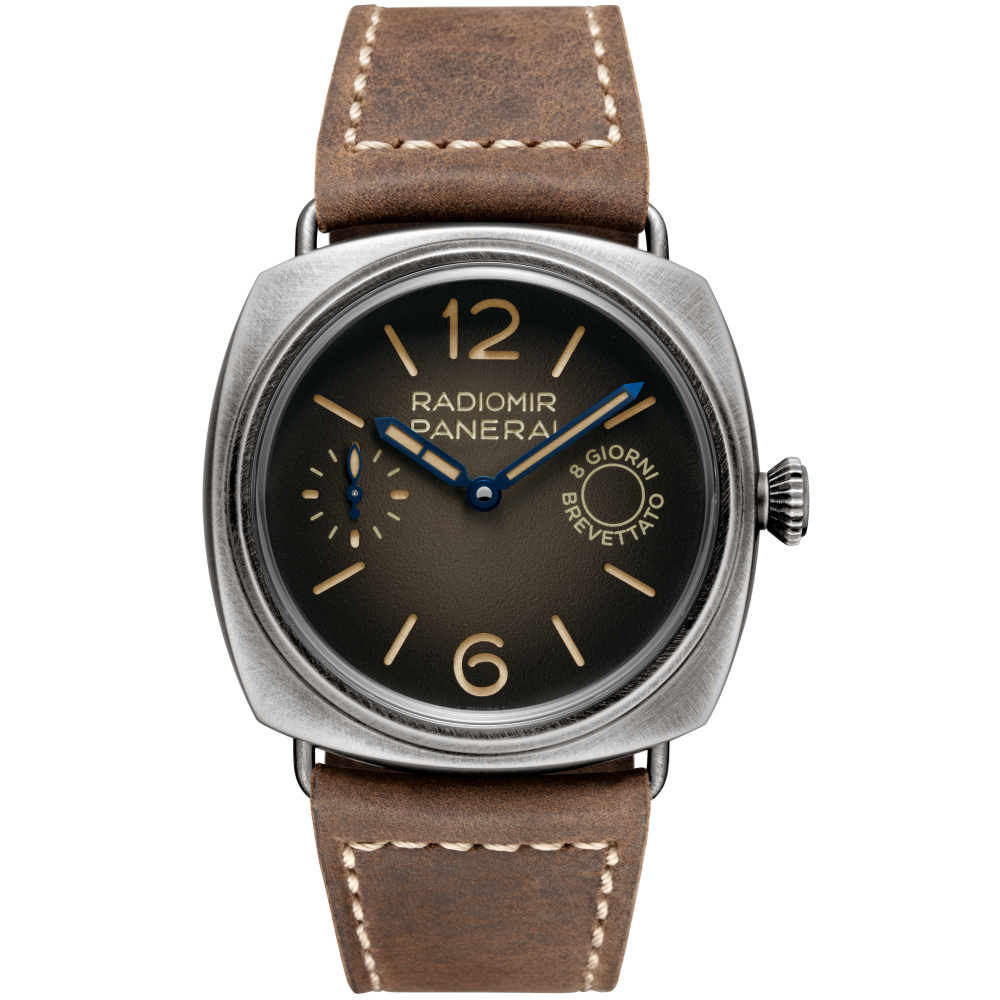Panerai Radiomir Otto Giorni 45 mm Brown Dial Stainless Steel   Leather Strap PAM01347 - WATCHXNYC