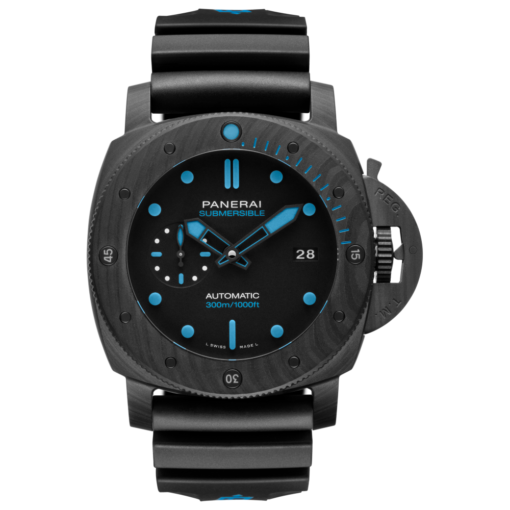 Panerai Submersible Carbotech™ 47 mm Black Dial Carbotech™ Rubber Strap PAM02616 - WATCHXNYC