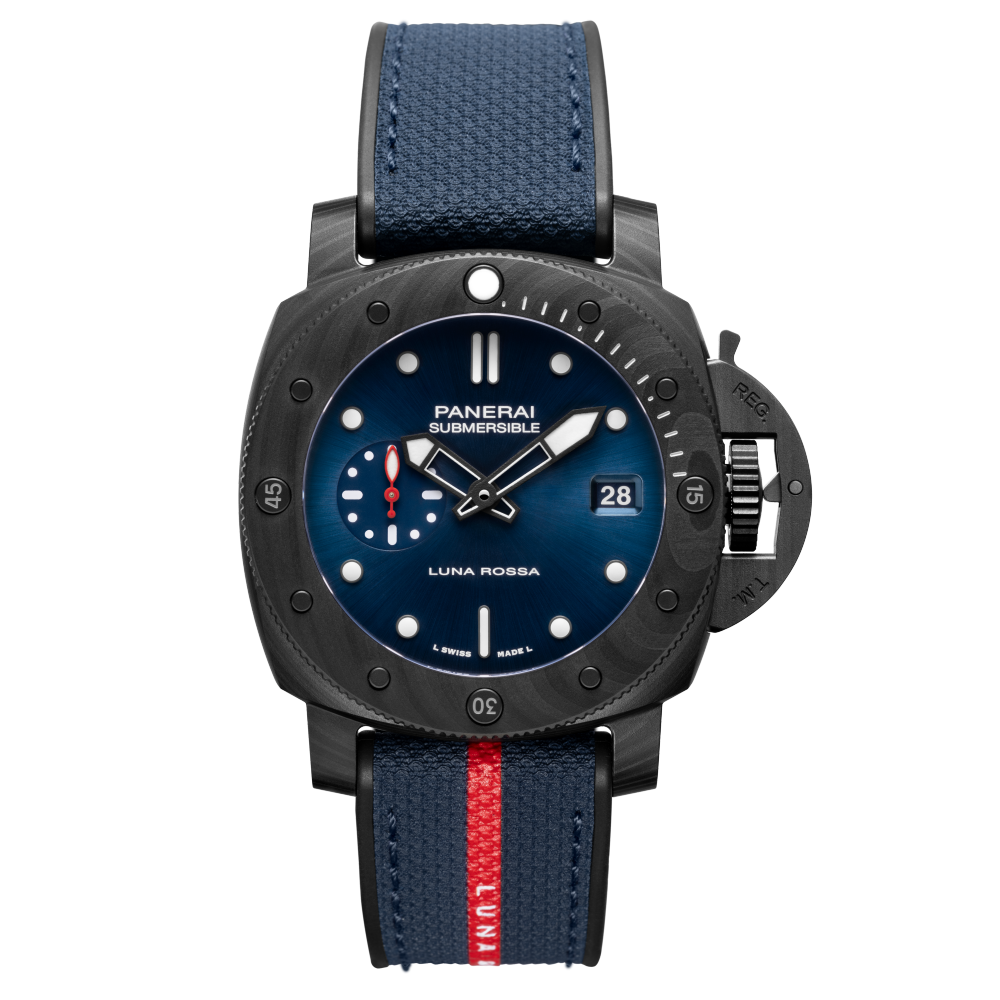 Panerai Submersible Luna Rossa Carbotech™ 42 mm Blue Dial Carbotech™ Rubber Strap PAM01563 - WATCHXNYC