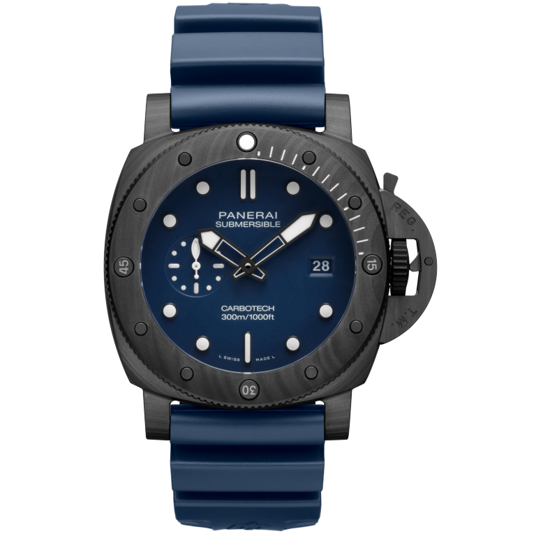 Panerai Submersible QuarantaQuattro Carbotech™ 44 mm Blue Dial Carbotech Caoutchouc Dark Blue Strap PAM01232 - WATCHXNYC