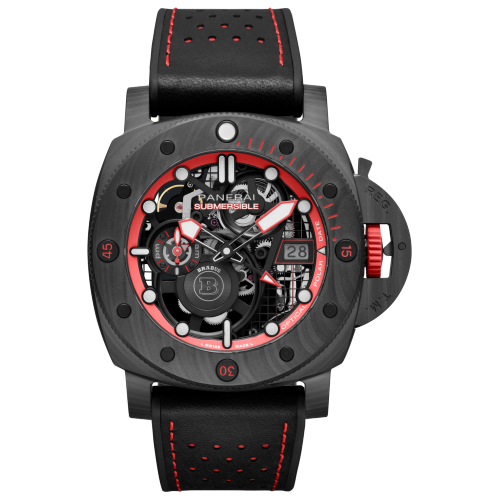 Panerai Submersible S Brabus Experience edition 47 mm Transparent Dial Carbotech Calf Rubber Bi-Material Black Strap PAM01285 - WATCHXNYC